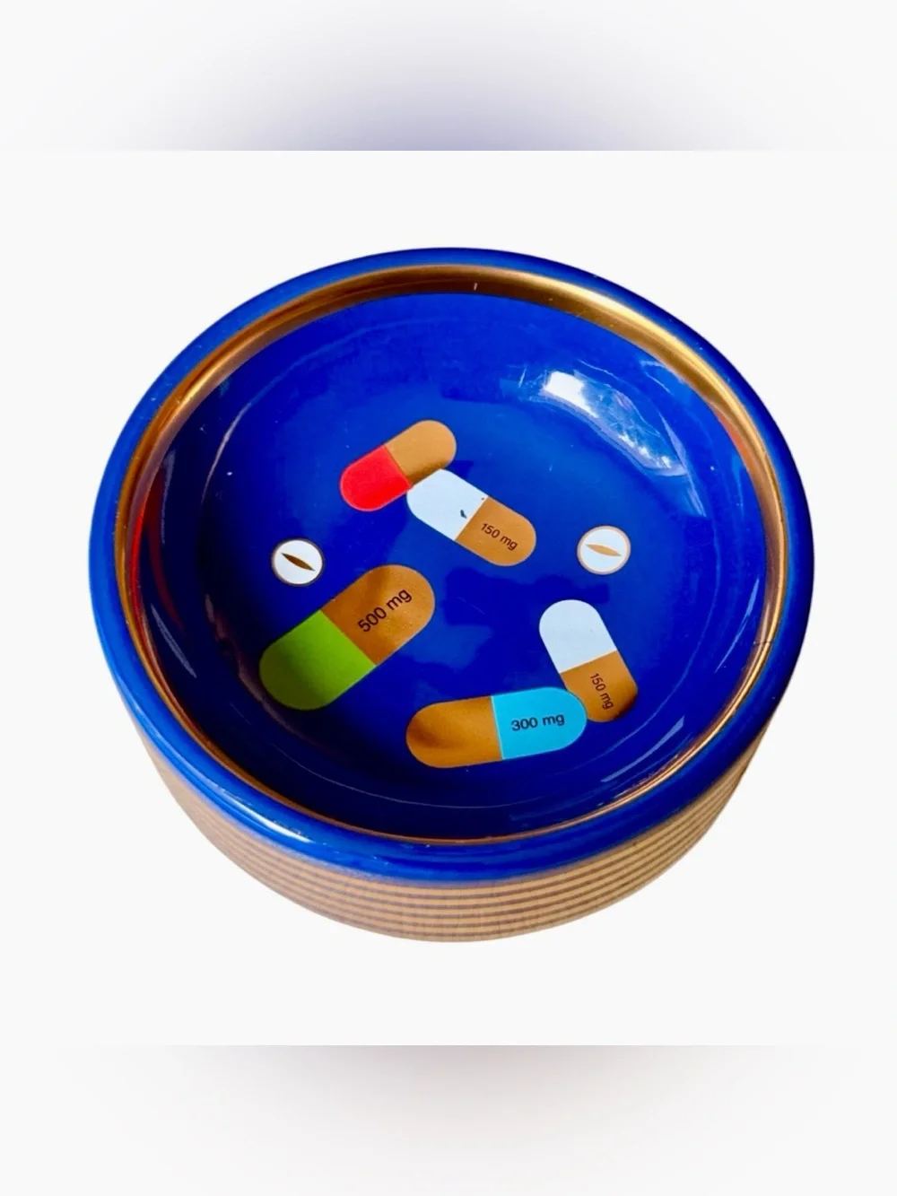 HTF Jonathan Adler Porcelain Blue Full Dose Valet Trinket Tray /Catch All